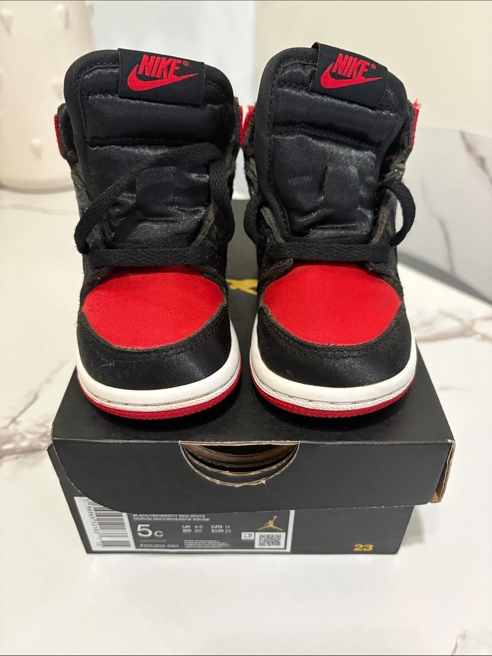 Nike Kids High-Top Sneakers in Black and Red